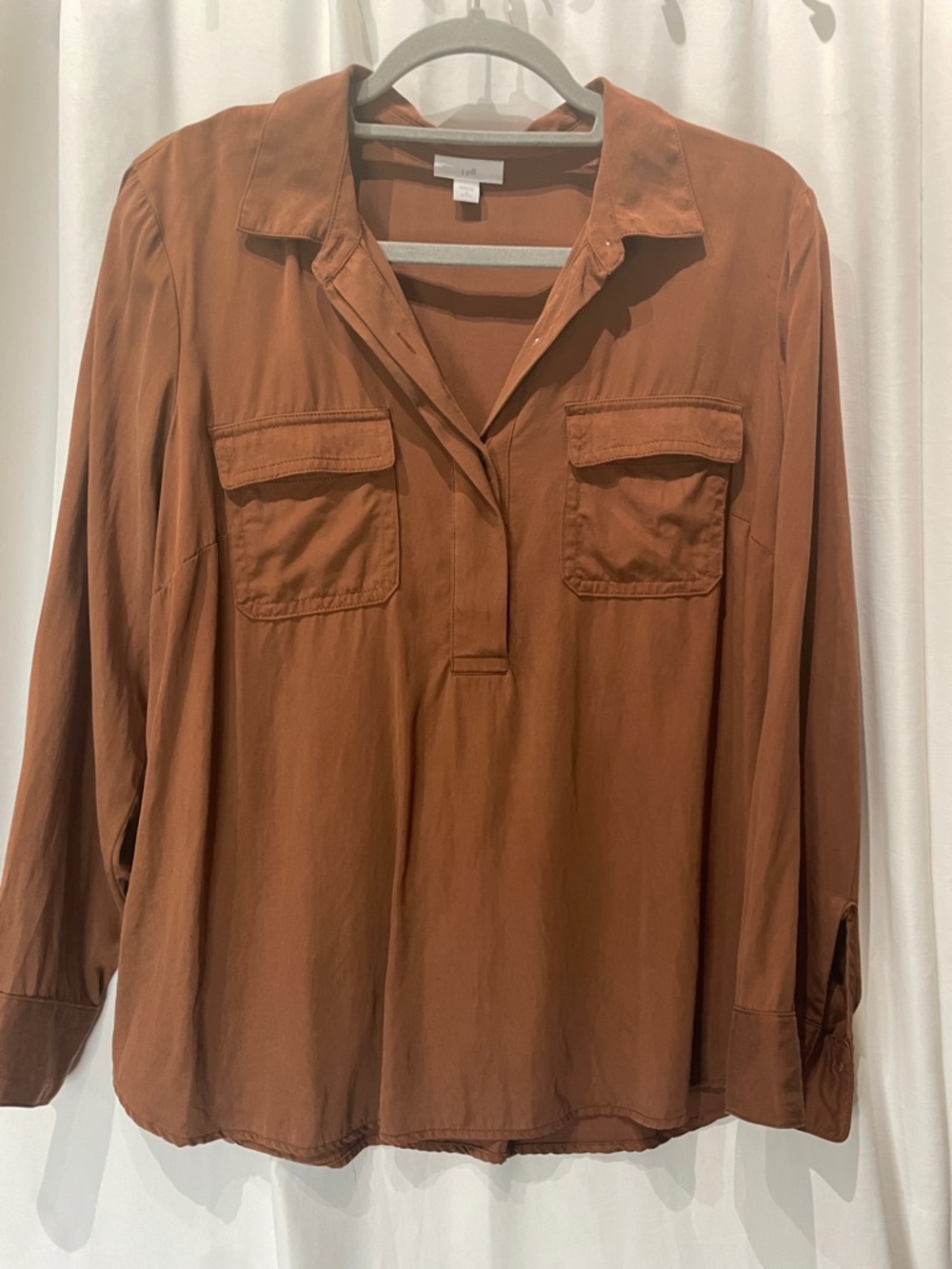 J. Jill Rust Button-Front Utility Blouse